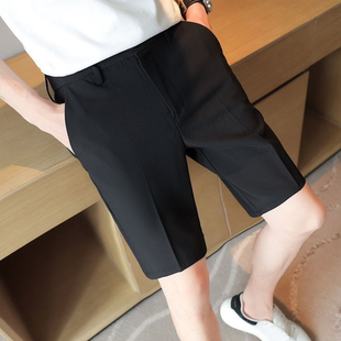 商务直筒短裤 纯色夏季 五分西裤 垂感免烫男复古宽松休闲西装 子 薄款