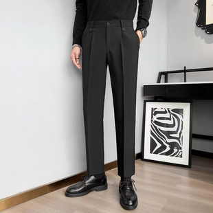 长裤 男士 商务修身 韩版 直筒西服九分裤 垂感休闲西装 小西裤 子男 秋季