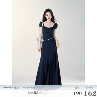 气质收腰显瘦长裙子 一颗小野莓短袖 方领连衣裙女夏季 2025新款 法式