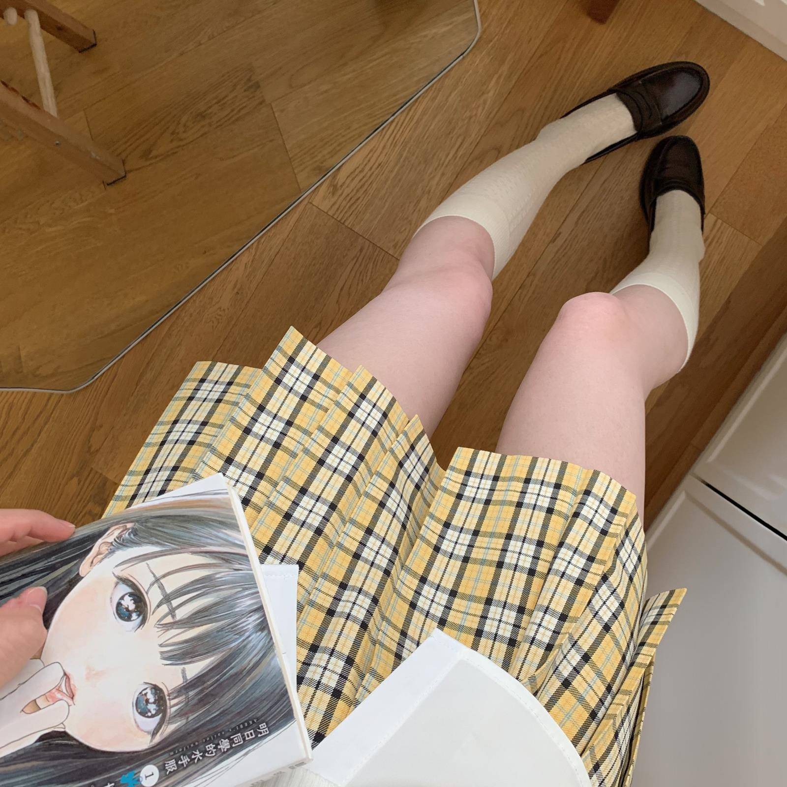 小杏中/原创正版春夏校供感jk格裙学生a字半身裙学院风百褶裙短裙