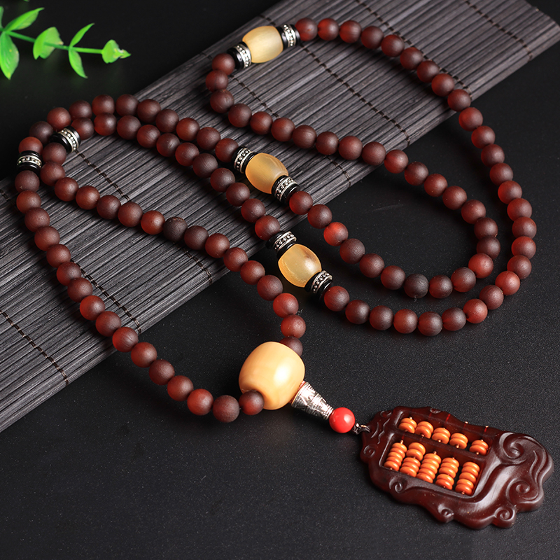天然满血羊角108颗d22吊坠款佛珠