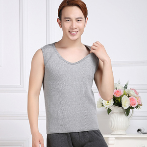 男士冬打底加厚弹力贴身保暖套头三层保暖背心纯棉瓜子领加肥加大