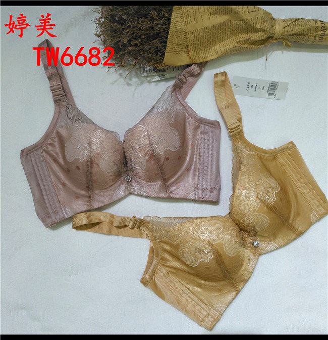 婷美专柜正品薄模杯春夏透气测收聚拢提拉调整型美背文胸tw6682