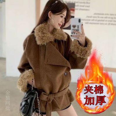 加厚夹棉韩系短款深冬呢子大衣女