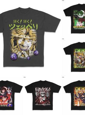 花可美SUGURU GETO美式复古潮牌男t恤纯棉宽松短袖T恤情侣上衣