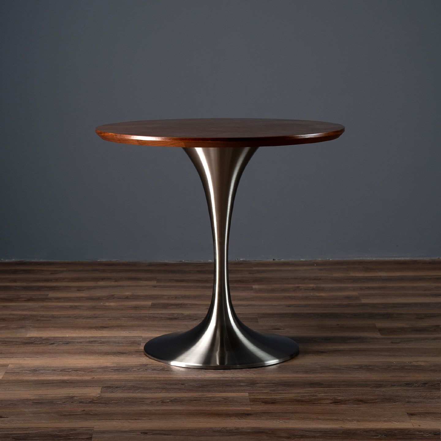 德宜客圆桌家用郁金香餐桌不锈钢商用咖啡厅饭桌子阳台洽谈小圆桌