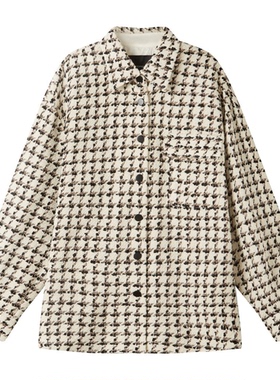 MJ-TOP2024年春季新款女翻领千鸟格外套524131034黑白格纹