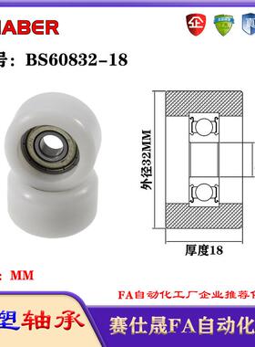赛仕晟包塑轴承BS60832-18塑料尼龙轴承静音滑轮导向轮轨道轮