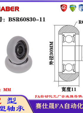 赛仕晟R型包塑轴承BSR60830-11外球面塑料滑轮滚轮导向轮尼龙轮