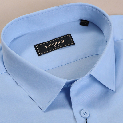 雅戈尔天蓝色修身版免烫短袖衬衫