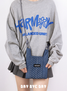 DAY BYE DAY原创单肩斜挎小包复古菱格子牛仔女个性小众竖款手机