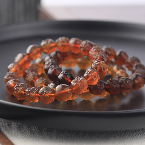 万福琥珀十八罗汉雕刻手串