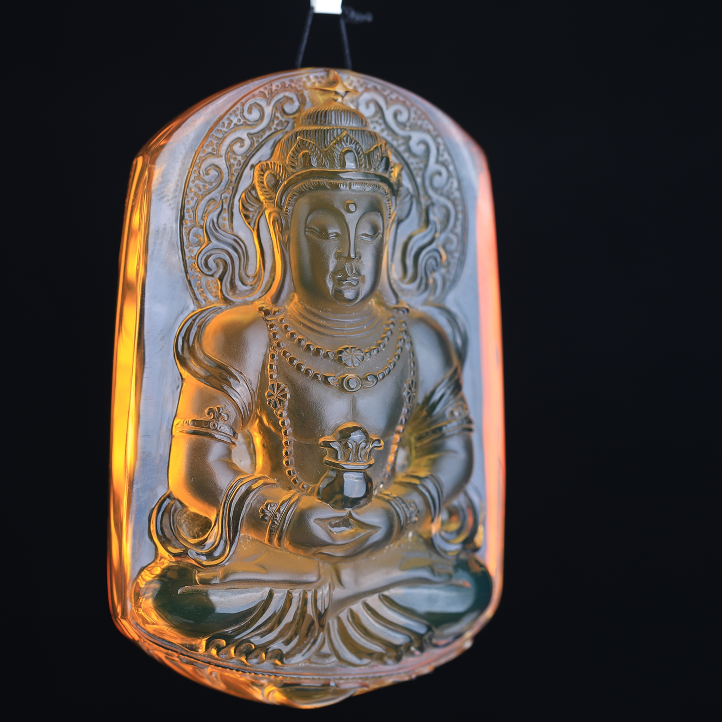 万福天然缅甸琥珀金珀观音牌厚庄精致复古大气男女百搭简约时尚