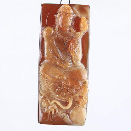 万福缅甸琥珀蜜蜡观音吊坠