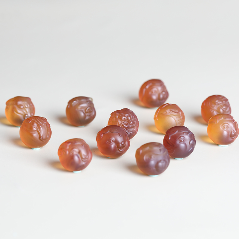 万福缅甸琥珀雕刻单珠