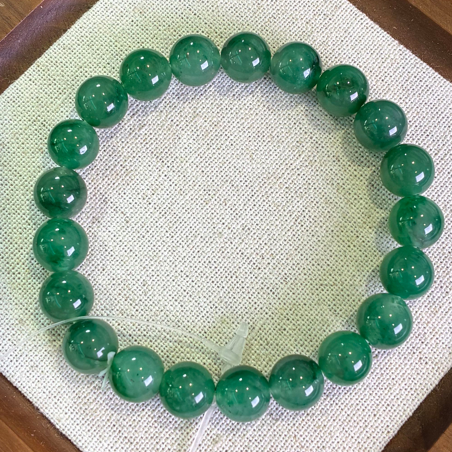 陈万福珠宝天然非洲翠A货珠串果绿冰飘花糯种满色DIY款精美手串