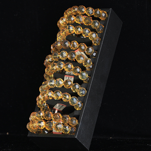 陈万福珠宝天然缅甸琥珀蜜蜡手工多切割面钻石型天空蓝金珀圆珠串