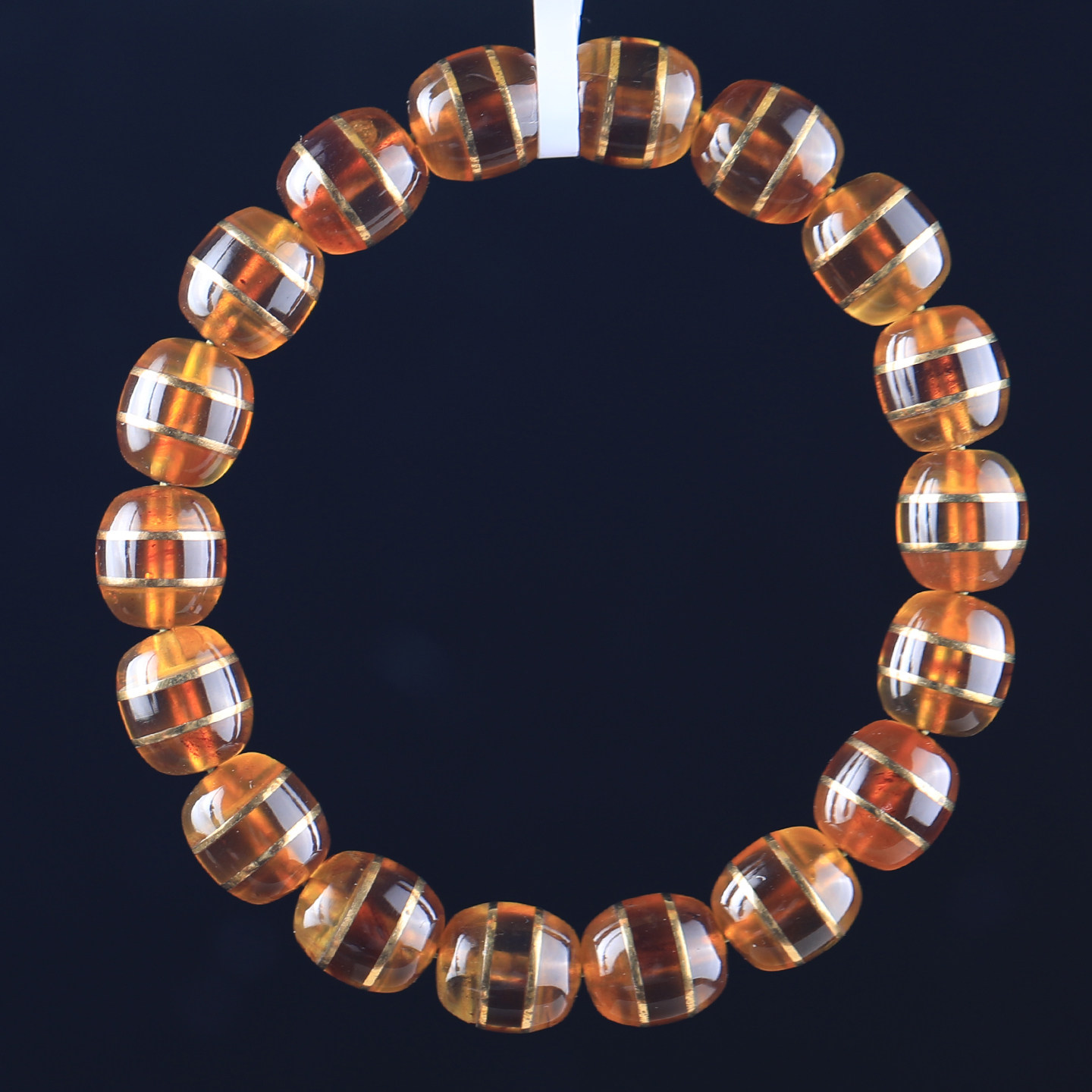 万福缅甸琥珀汉堡珠手串一线天金珀棕红黄铜镶嵌精致大气盘玩复古