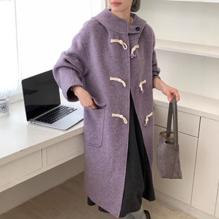 【继承者们】韩版牛角扣双面羊毛大衣女2025秋冬学院风百搭外套女