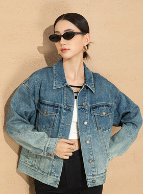 鑫阁复古牛仔外套女2025秋季新款百搭小个子宽松bf慵懒休闲夹克潮