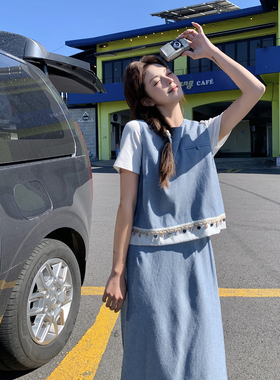 新款现货韩系气质两件套感亮片马甲套装2561P155K228