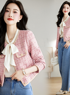 现货2024年女士小香风短款外套