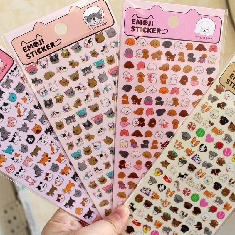 pet防水可爱萌宠头像 表情猫咪狗狗小颗粒diy素材贴纸画 贴纸