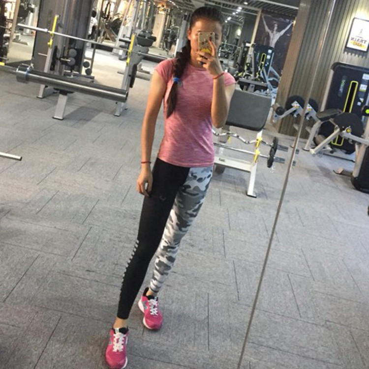 EVS运动紧身裤女跑步长裤马拉松训练迷彩色健身裤弹力打底速干裤