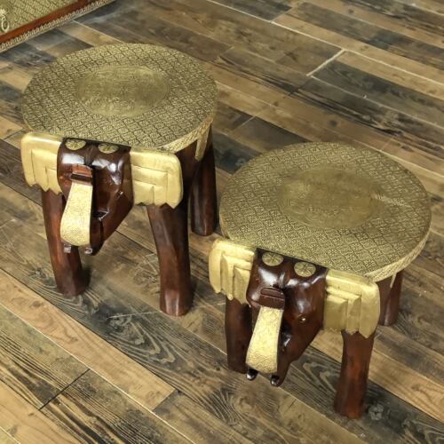印度实木包铜象凳换鞋凳