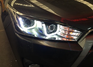 探陆泽致炫LED高亮双U天使眼行车灯 LED转向灯双光透镜大灯总成