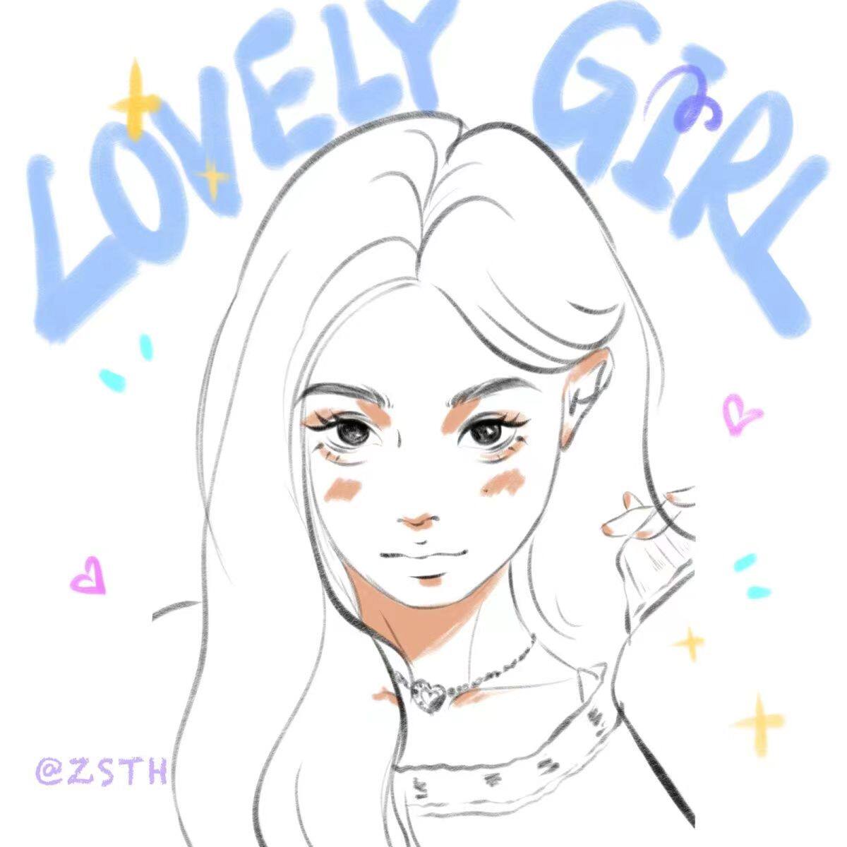 急速草图速写线稿草稿风头像照片转手绘ins网红姐妹闺蜜情侣约稿