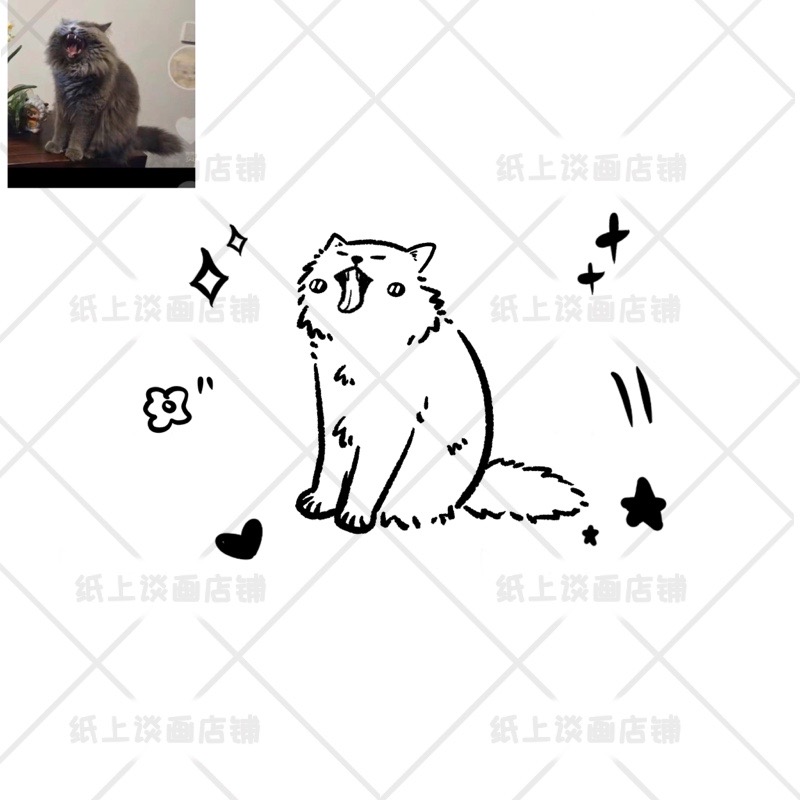 宠物猫咪狗狗萌宠手绘Q版可爱头像线条设计代画东门定制-封面