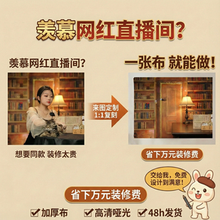 直播间背景布仿真定制网红大咖同款3D立体摄影来图定做高清不反光
