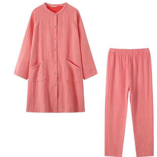 2025春秋新款全棉四层纱睡裙女款加大纯棉纱布长袖家居服可外穿