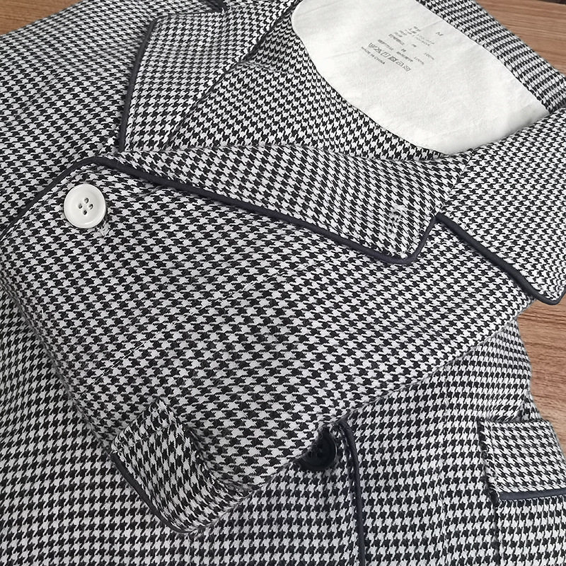 日系无印无侧缝加厚棉法兰绒家居服纯棉磨毛格子睡衣拉绒保暖套装