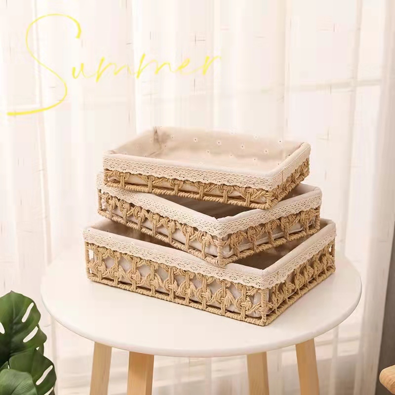 收納筐編織鏤空日式淺口大整理盒