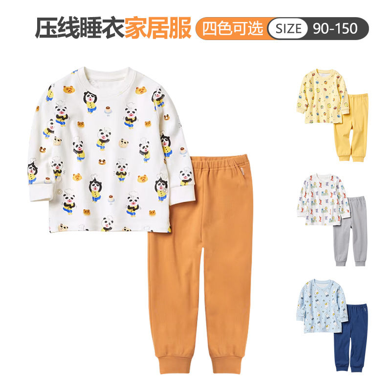 纯棉护肚日系儿童家居服睡衣套装