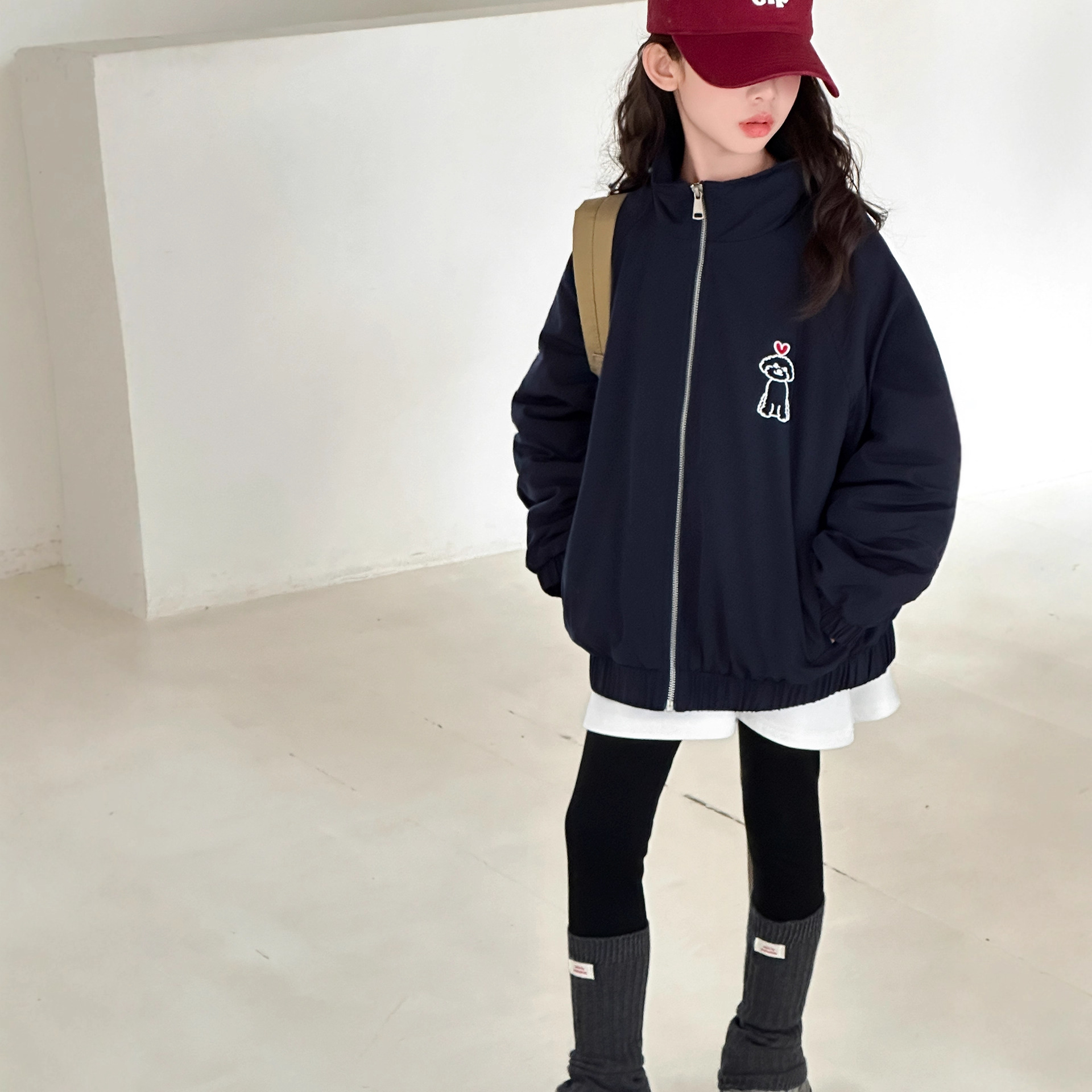 夹棉秋冬立领刺绣外套韩版冲锋衣