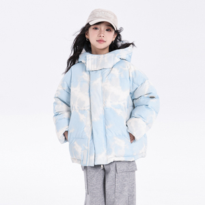 女童连帽羽绒服冬装2024新款中大童新国标90绒外套加厚免洗防寒服