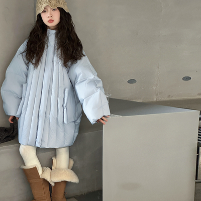 中长款加厚女童90羽绒服连帽外套