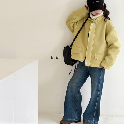 皮毛一体外套秋冬装立领加绒夹克