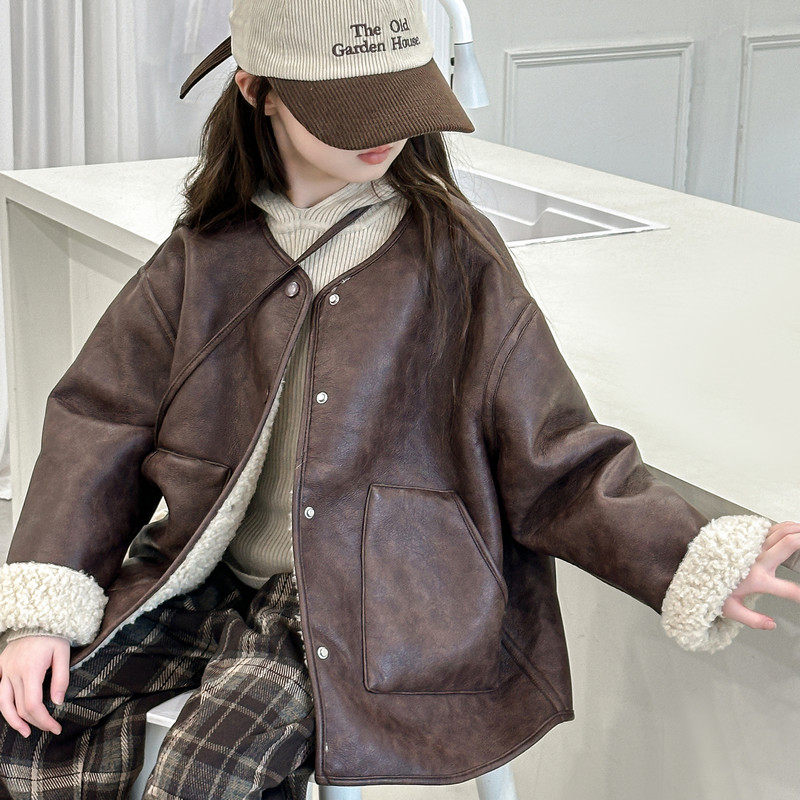 女童皮衣加绒秋冬装2024新款中大童皮毛一体外套加厚时髦机车夹克,童装/婴儿装/亲子装,夹克/皮衣,淘宝优惠券,粉丝福利购,淘宝优惠卷