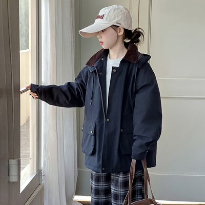 夹棉外套秋冬连帽中长款风衣韩版