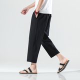 2025夏季风七分裤男棉麻裤子潮大码休闲直筒裤男哈伦裤K69P45，男装牛仔裤，四季星座220-2