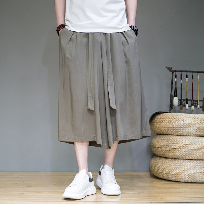 2025夏季风七分裤男宽松大码阔腿哈伦裤冰丝休闲短裤K2301P45，男装牛仔裤，星座220-2