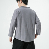 春夏风七分袖T恤男宽松大码新中式汉服潮时尚半袖t恤AC03P25，男装T恤，星座220-2