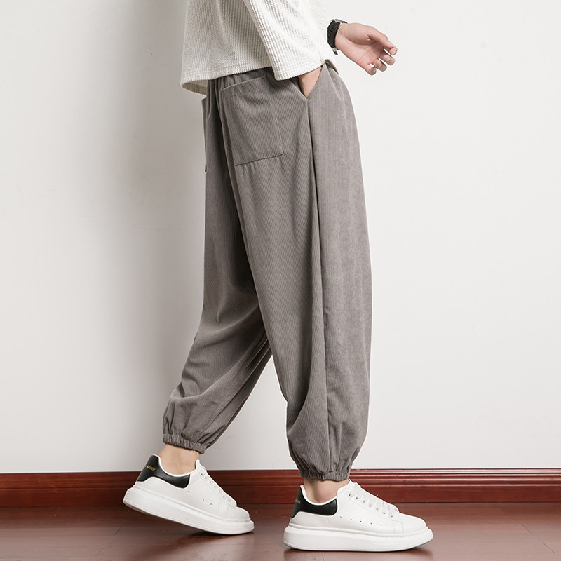 秋冬灯芯绒休闲裤男风宽松束脚哈伦裤潮日系大码长裤K110P45,男装休闲裤,星座220-2