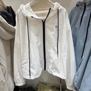 休闲夹克上衣 欧货宽松大版 木耳花边连帽冲锋衣外套女2026春季 新款