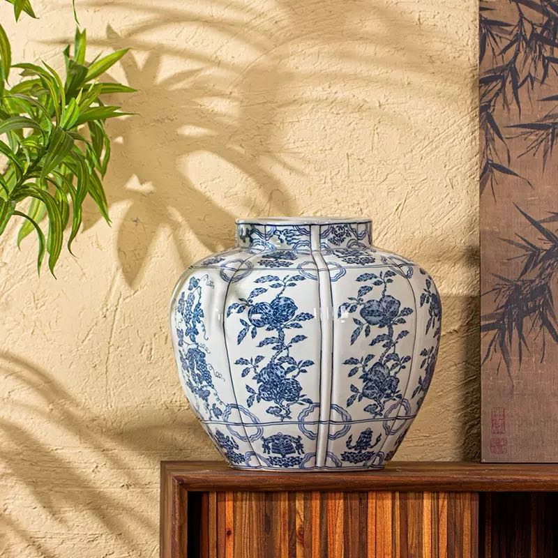 青花瓷陶瓷花瓶摆件客厅插花水养插花桌面花器