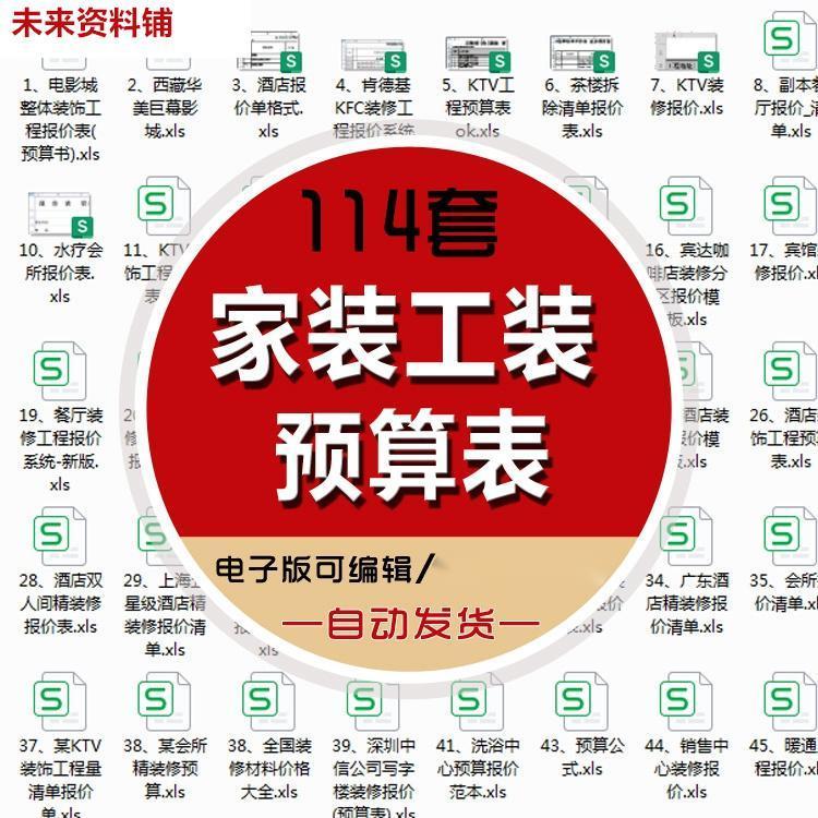 装修预算报价表家装工装施工材料价格表清单进度表excel公式模板
